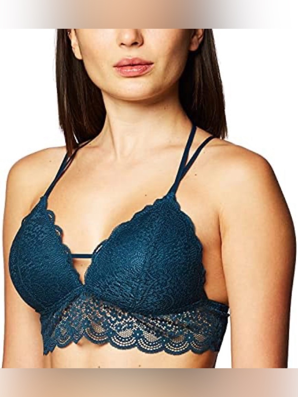 Mae Women's Multi Strappy Back Lace Bralette - Reflecting Pond Blue. Size XL